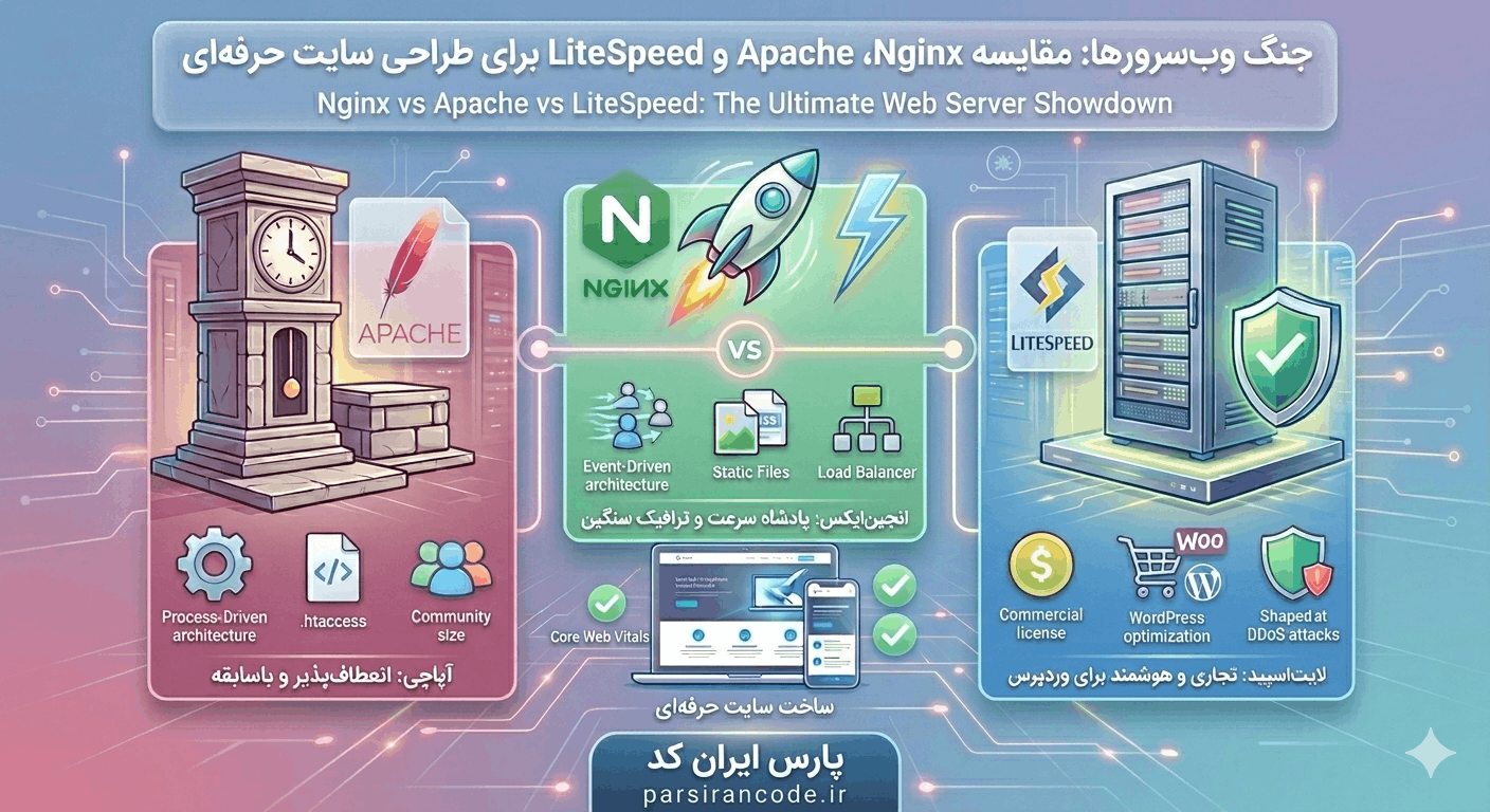 جنگ وب‌سرورها؛ مقایسه Nginx ،Apache و LiteSpeed برای طراحی سایت و ساخت سایت حرفه‌ای