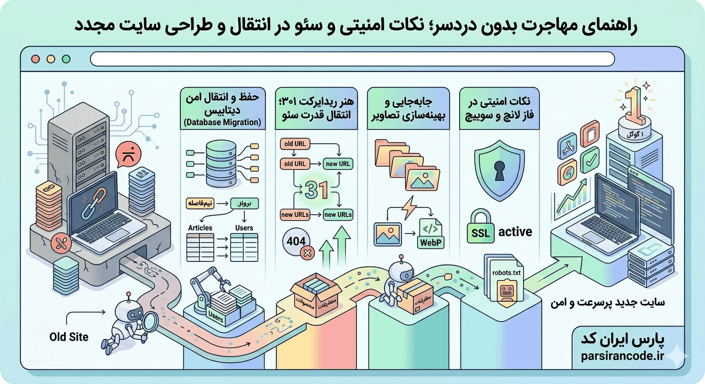 راهنمای مهاجرت بدون دردسر؛ نکات امنیتی و سئو در انتقال و طراحی سایت مجدد