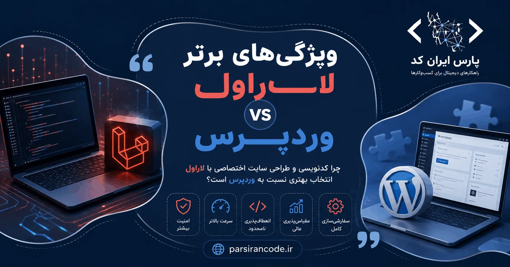 چرا لاراول بهترین انتخاب برای طراحی سایت اختصاصی است؟ مقایسه لاراول با وردپرس